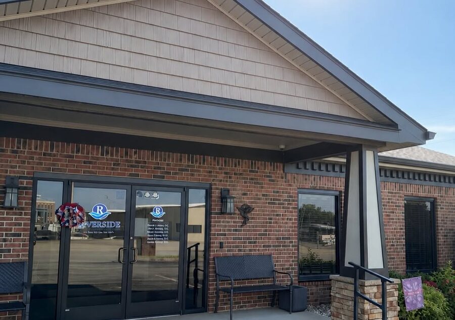 Riverside Spine and Physical Medicine clinic entrance at 121 W Dunbar Cave Rd, Clarksville